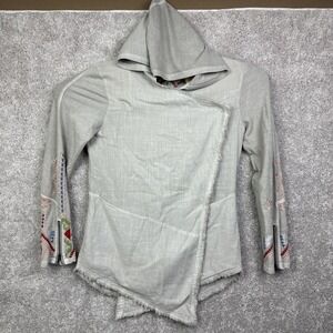 Kyla‎ Seo Anthropologie Women's Wrap Jacket Size S Gray Embroidered Boho